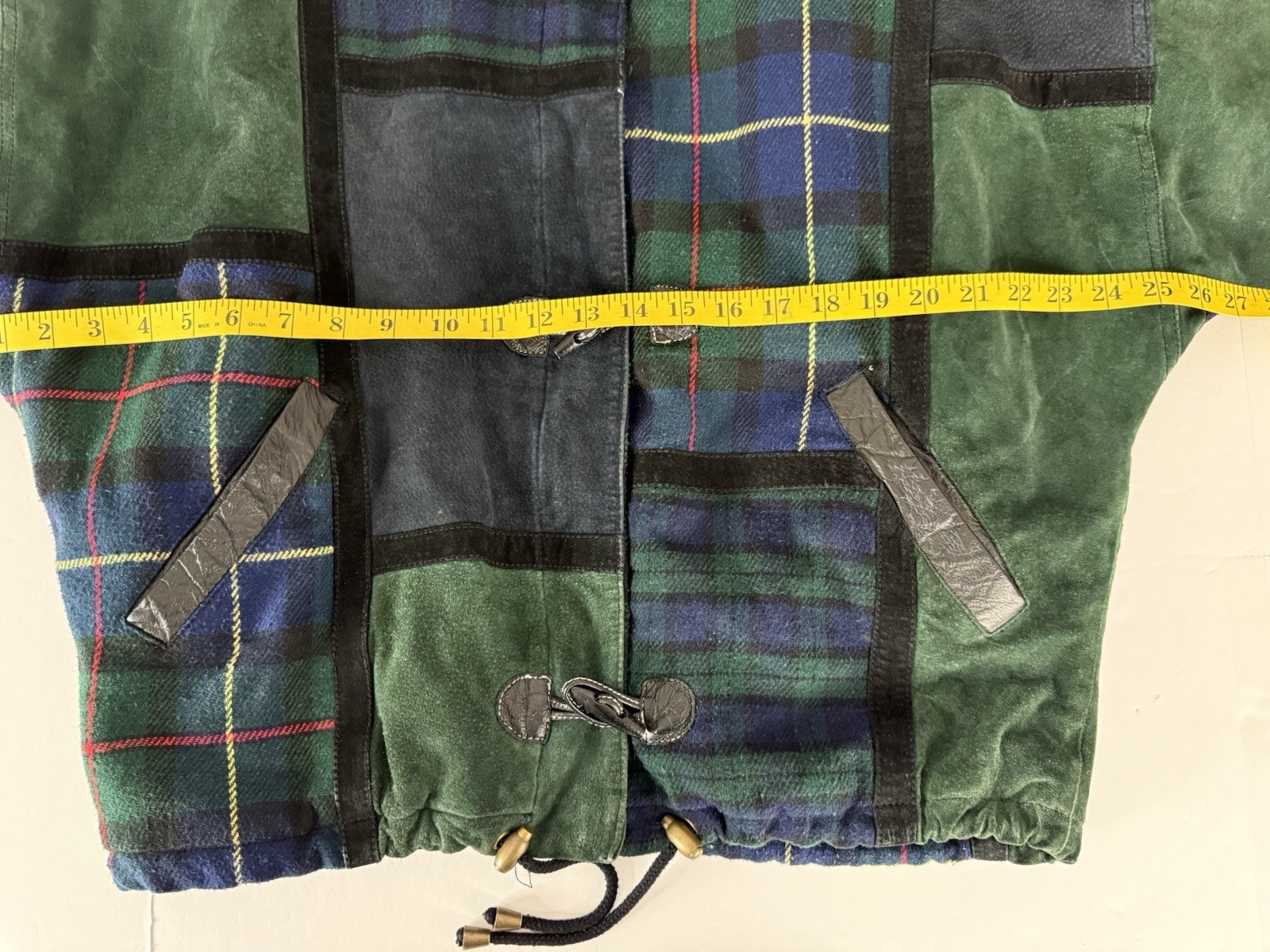 Vtg Brandon Thomas Patchwork Toggle Suede Leather… - image 13