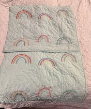 Pottery Barn Kids Set Of Lime Green/Embroidered Rainbows Pillow Shams