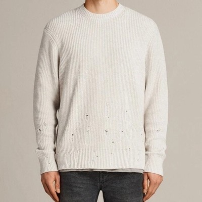 Allsaints Ivann Crew Destroyed Oversized Fit Men's Pullover Sweater Wool Blend