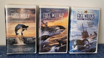 Free Willy 1, 2, 3   VHS Trilogy   Clamshell   Warner Brothers   Excellent Cond!