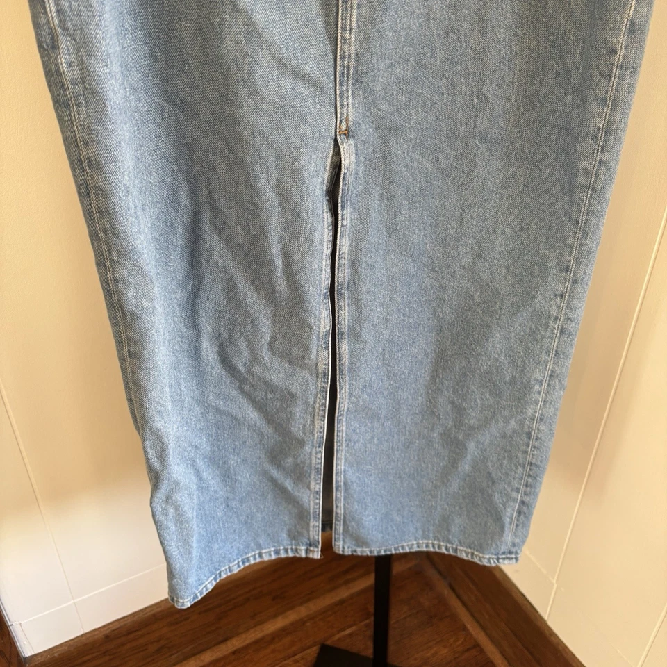 Maxi falda vaquera Derek Lam 10 Crosby para mujer 29 Lu tiro alto abertura frontal azul Foto 4 de 4