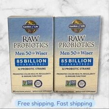 FOR 2 Garden of Life Raw Probiotics Men 50 & Wiser 90 Caps EXP2026+ NEW SHIP