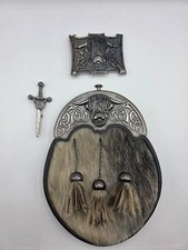 Stunning Sealskin Dress Sporran Set With Antique Highland Coo Cantle -  159