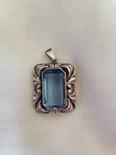 Alter Kettenanhänger Silber 800 Hellblauer Stein (Aquamarin?)