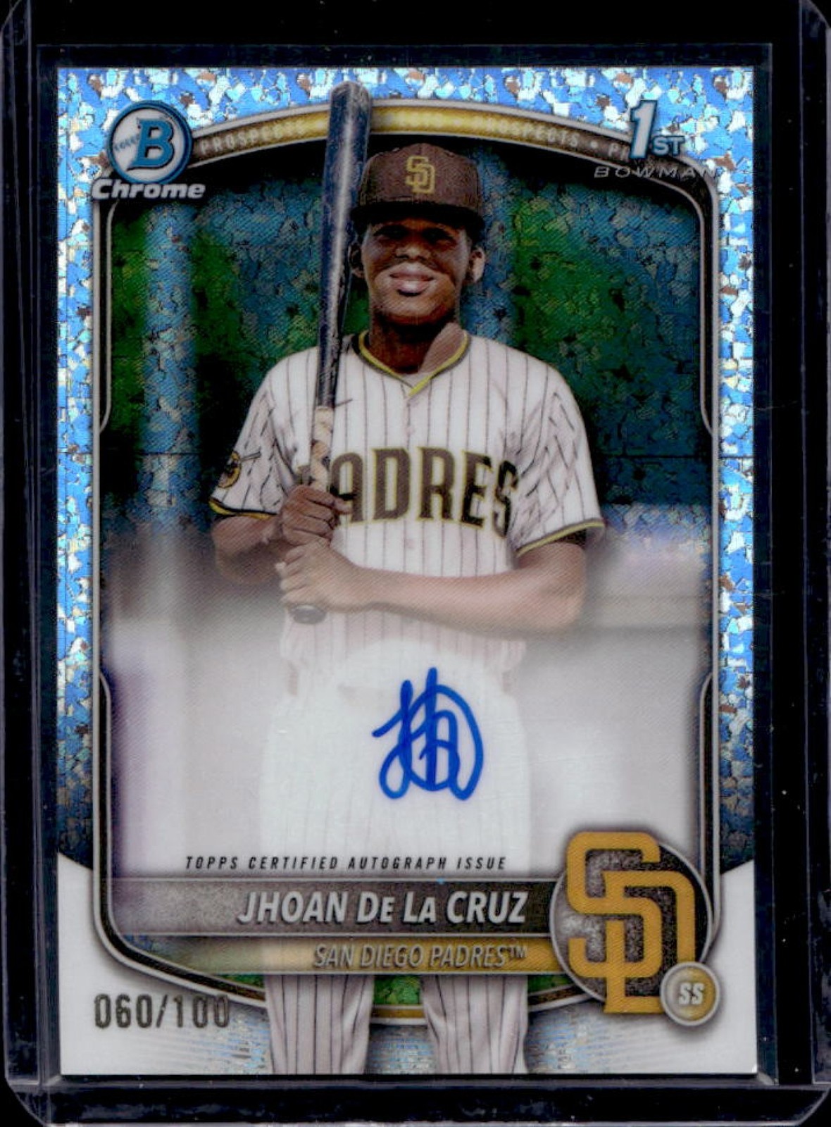 2025 Bowman Chrome Jhoan De La Cruz Auto Mini Diamonds Refractor 1st #60/100