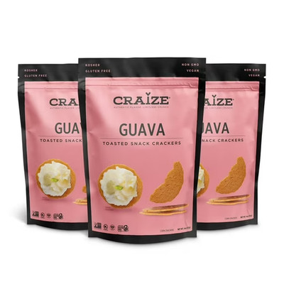 Craize Guava Crisps | Gluten Free, Vegan, Kosher, Toasted Corn Crackers | 3 pack