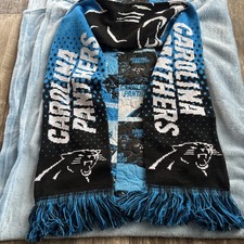 Carolina Panthers Knit Scarf with Fringe NFL Football Team Apparel New