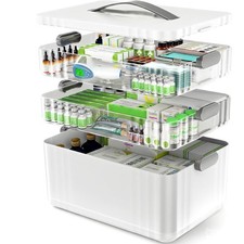 3-Tier Medicine Organizer Box Portable Plastic Cabinet with Handle  Buckle
