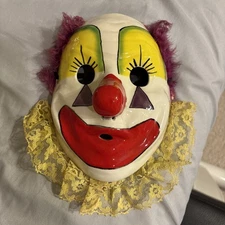 Porcelain Mask Clown 7" Mardi Gras 1980s Art Signed Fancy Faces New Orleans