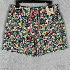 NEW Chubbies The Bloomerangs Swim Trunks Mens Large 5.5 Black Floral Mesh Lined
