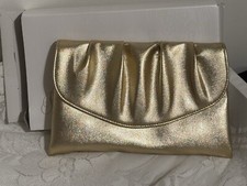 Avon Vintage Shiny Polished Gold Clutch Evening Handbag MCM W/ Box