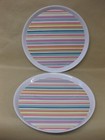 2 Large Round Melamine Serving Trays ~ 15" ~ Colourful Stripes