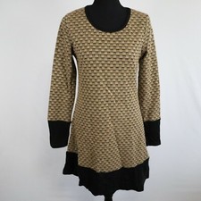 Ya Los Angeles Dress Womens Large Knit Sweater Tan Textured Long Sleeve NWT