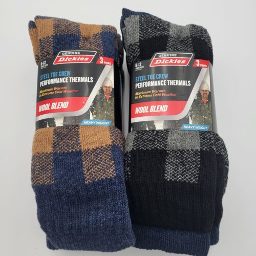 6 Pairs (2) Dickies Steel Toe Crew Thermal Wool Socks 3 Pack Mens Shoe Size 6-12