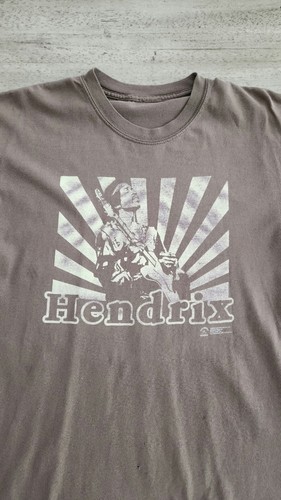 Vintage Y2K 00s Jimi Hendrix T-shirt Sz M Brown Rock Tee 2004 Guitar Zion