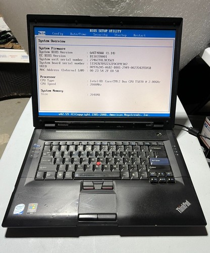Used - Tested - Lenovo ThinkPad SL500 - Intel Duo Core 2.0Ghz - No HDD - 2GB RAM
