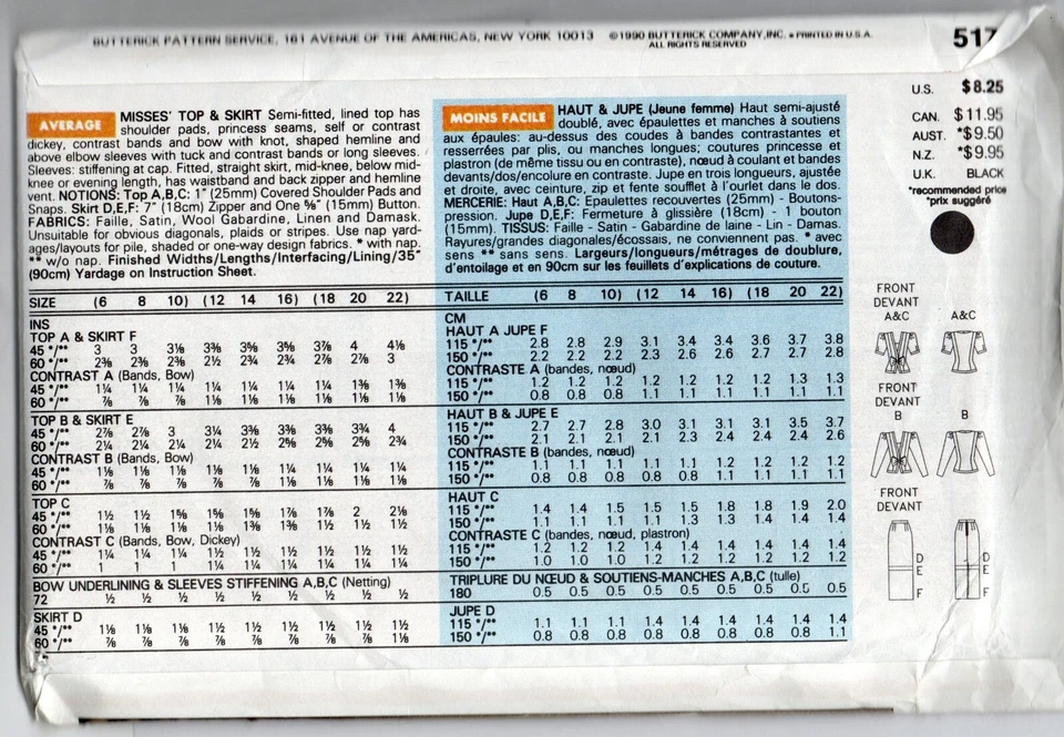 BUTTERICK 5174 DESIGNER JESSICA HOWARD SEWING PATTERN TOP, SKIRT SZ S 6 8 10 - Image 2 of 3