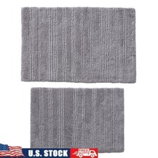 Cotton Cut  Loop Reversible 2 Piece Bath Rug Set Machine Washable Absorbent