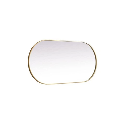 Elegant Decor Asha 24x48" Oval Modern Metal Wall-Mounted Mirror in Brass - Picture 5 of 11