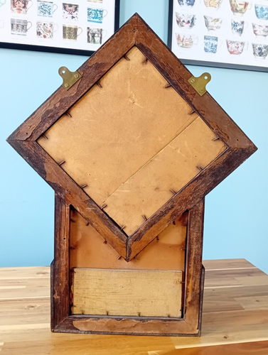 Antique Edwardian Arts & Crafts Oak Mirror with Beveled Edges & Storage Box - Picture 12 of 14