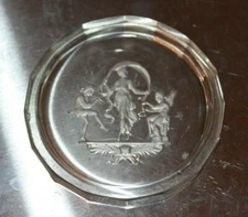 HEINRICH HOFFMAN CZECHOSLOVAKIA ART DECO OPEN SALT PIN DISH CRYSTAL & ITAGLIO 