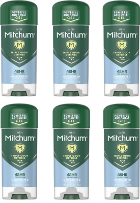 Mitchum Anti-Perspirant & Deodorant, Clear Gel, Unscented, 3.4 oz (96 g) 6 Pack