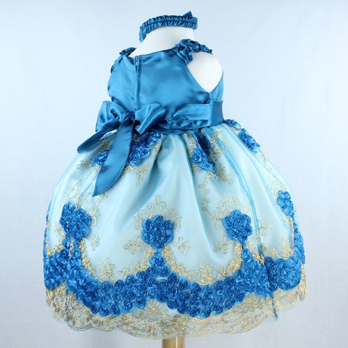 Flower Baby Girl Dresses Bridesmaid Toddler Glitters Wedding Birthday Party - Picture 13 of 30