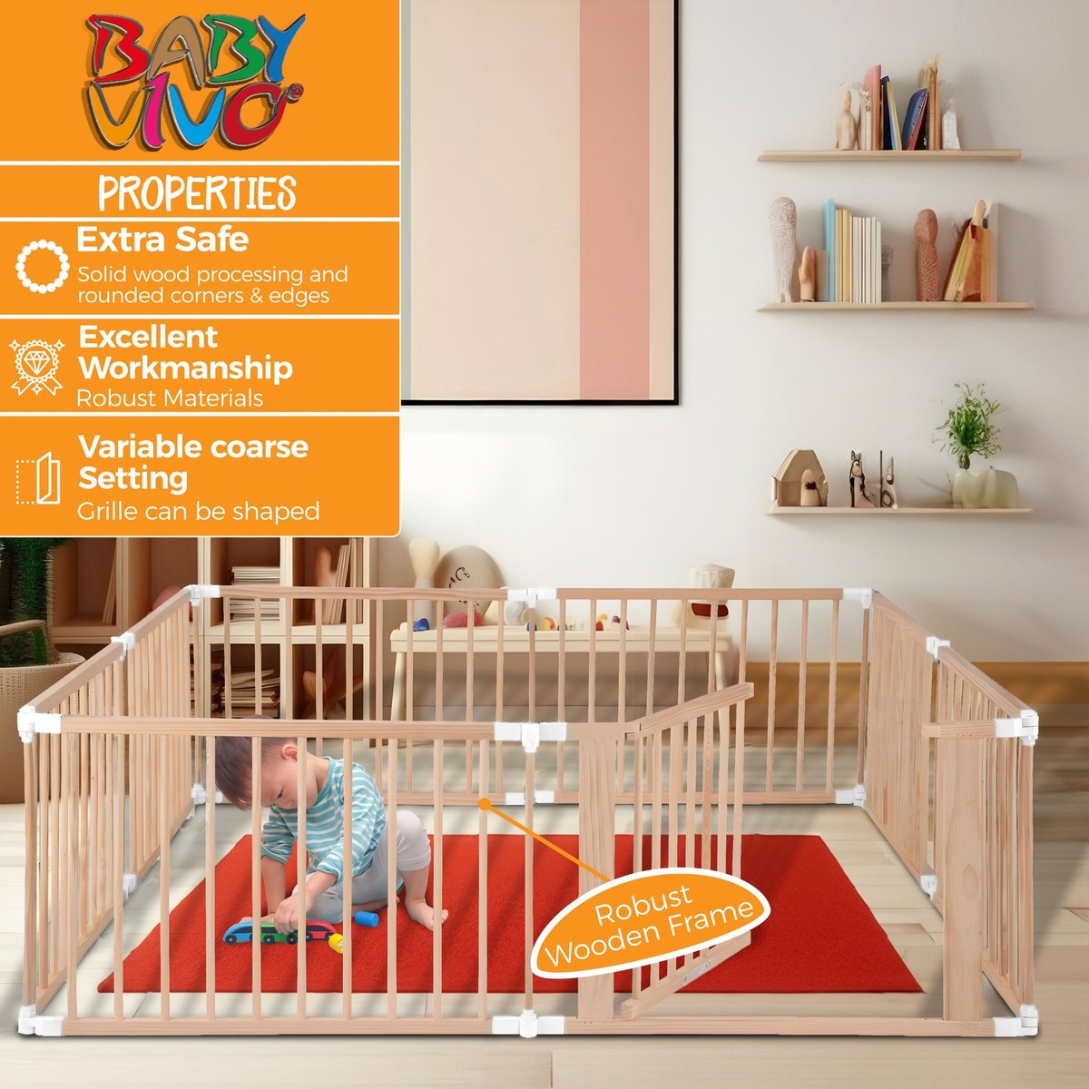 Baby vivo sale wooden playpen