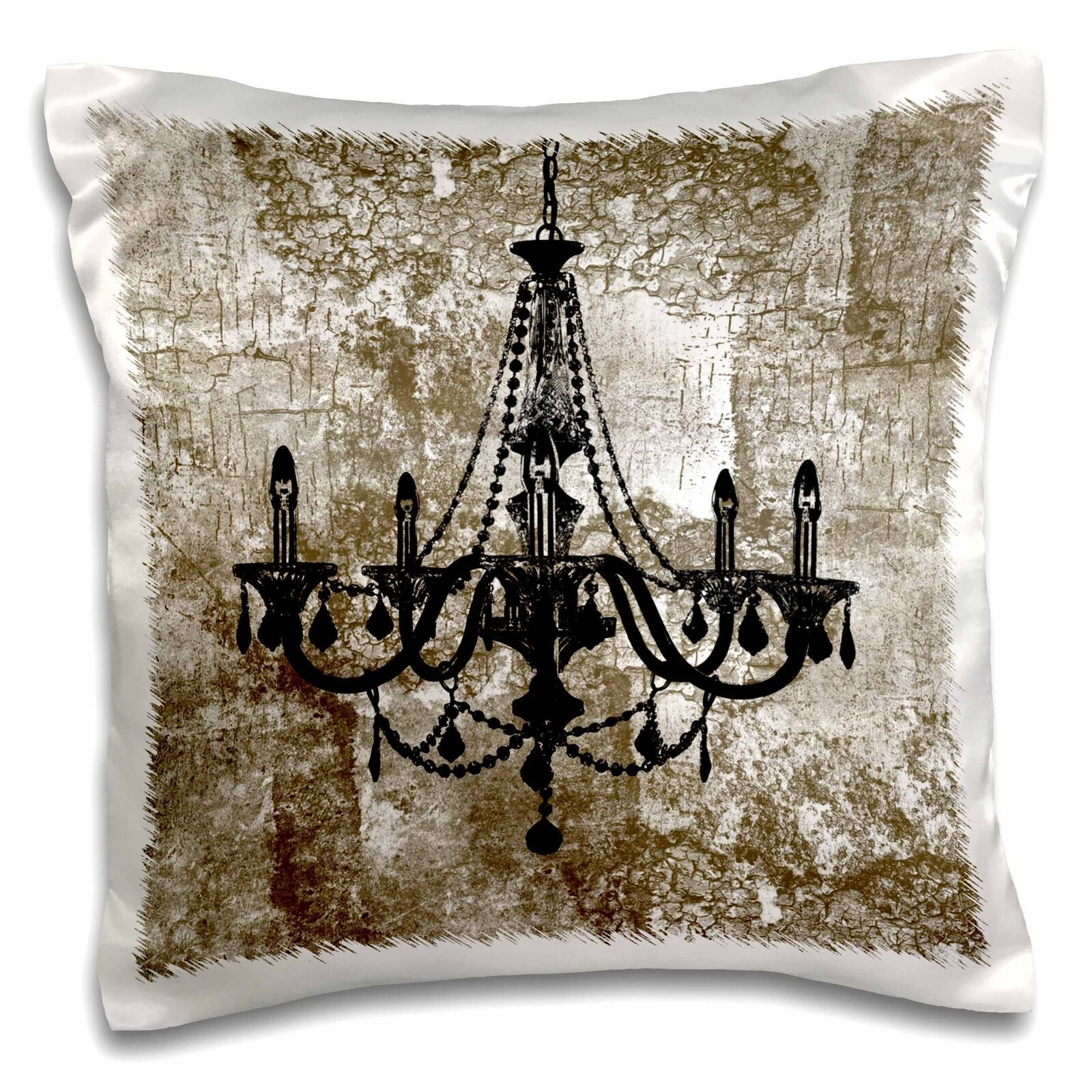 3dRose Gold Grunge Black Chic Chandelier 16x16 inch Pillow Case