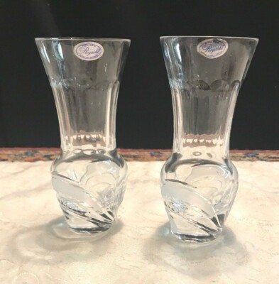 Rogaska Crystal 6 Inch Flower Vase Set Of 2 New With Tags