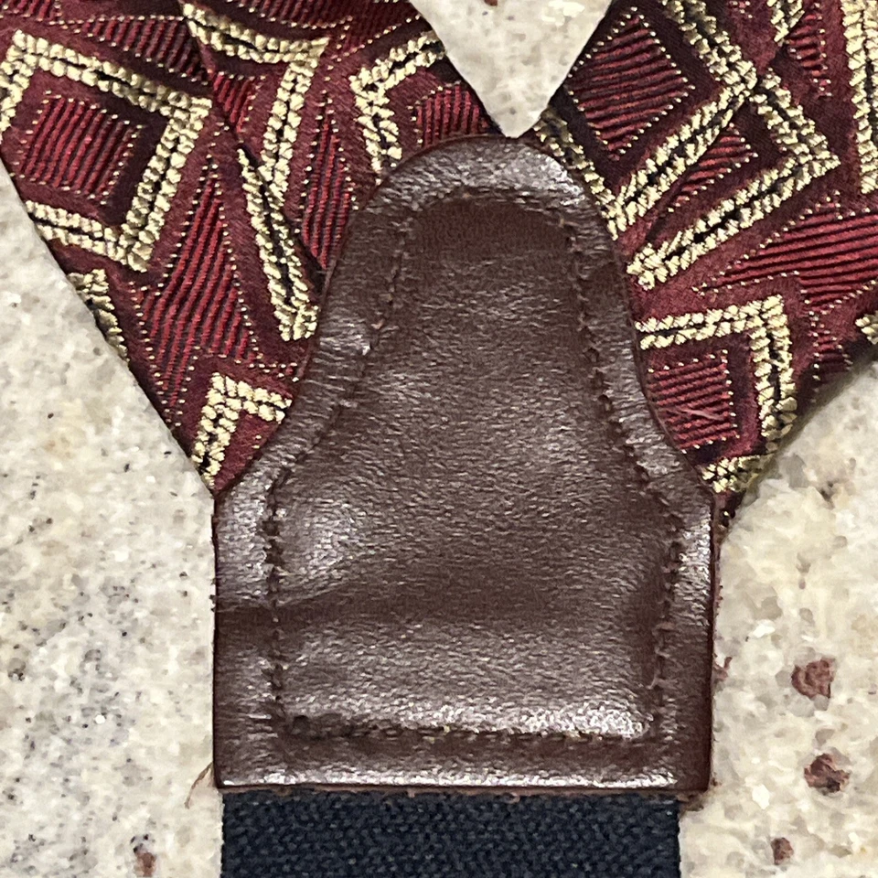 Tirantes tirantes vintage americano rojo dorado seda hombres cuero marrón hechos en EE. UU. Foto 2 de 4