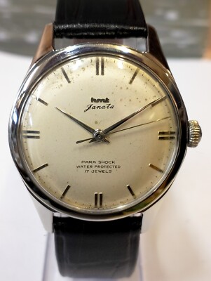 HMT JANATA 17 JEWELS WINDING AGED WHITE DIAL 1407002 INDIA MEN FULL WORKING VTG.