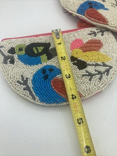America & Beyond Beaded Bird Bag & Wallet Purse Bright Colors Embroidered Anthro - Picture 15 of 15