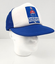 VTG Sherwin Williams Paint Adjustable Hat Mesh Cap Blue White USA Made