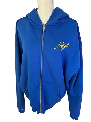 EIGHTY FIVE Blue Racing Heavy Oversized Zip Hoodie Size Medium