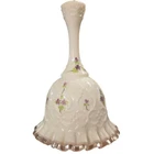 Fenton Bell Hand Painted Violets in the Snow Spanish Lace Milk Silver Crest