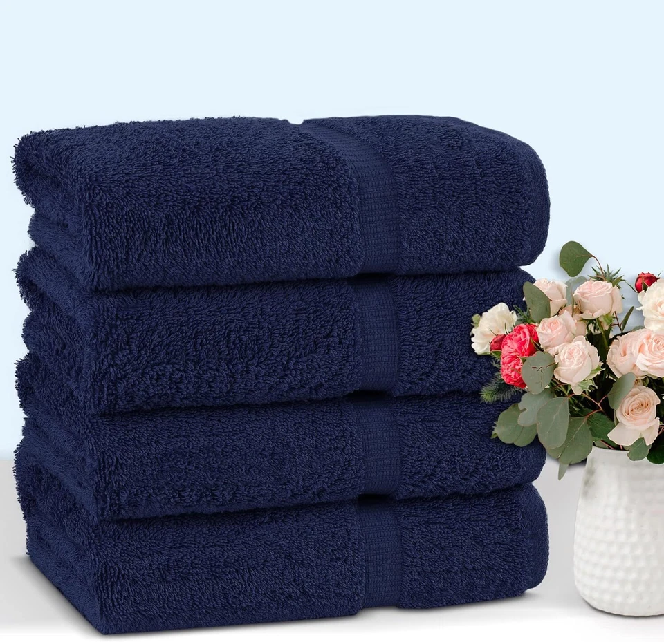 100% Cotton Turkish Bath Towels Set of 4 Premium Absorbent Soft 27x54 White - Image 4 of 4