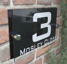 Modern House Signs Door Plaque Number Acrylic Pcs Steel Perspex