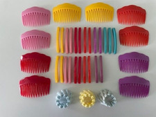 Lot of 36 VTG Children's Hair Access.-Barrettes, Side Combs  Ponytail Holders