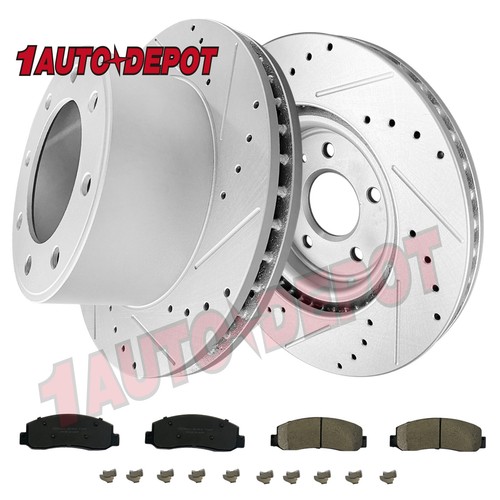 Rear Drilled Slotted Brakes Rotors + Brake Pads for Ford F250 F350