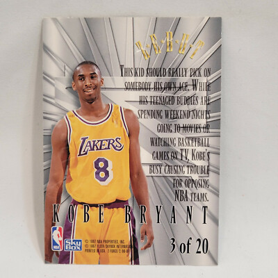 1996-97 Skybox Z-Force Kobe Bryant Zebut Rookie Card RC #3