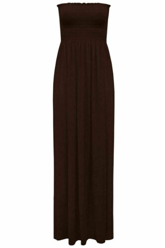 Trägerloses Damen-Maxikleid Damen durchsichtig Ausleger Schlauch Bandeau langes Set Größe 8-22 - Bild 9 von 39