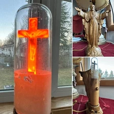 1930's All Original Aerolux Light Corporation Religious Lamp with Crucifix Lamp