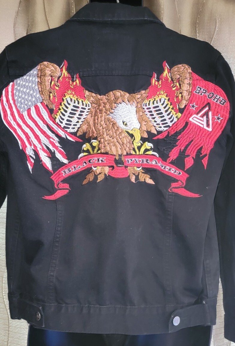 Black Pyramid Patch Embroidered Cotton Denim Jack… - image 7