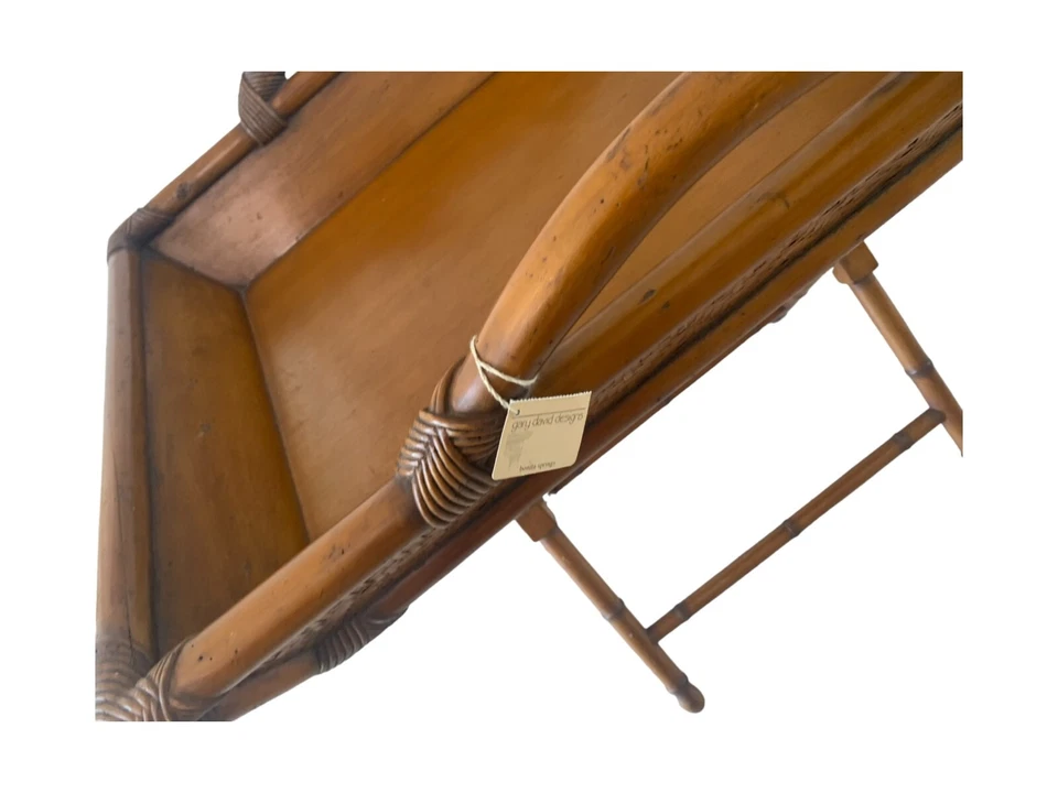 Mesa bandeja mayordomo de ratán/bambú con patas de bambú sintético Foto 2 de 4