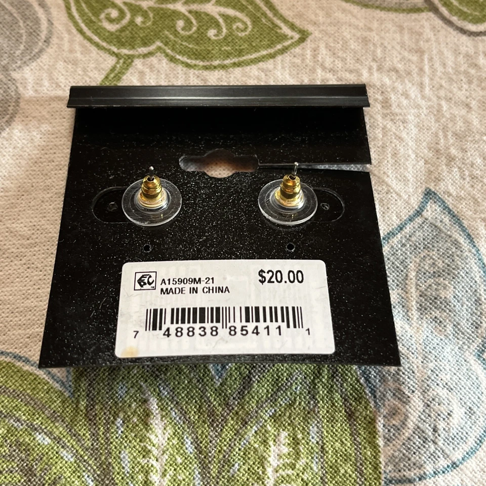 Guess Heart Post Earrings Gold Tone Rhinestone Pink Enamel Heart - Image 2 of 3