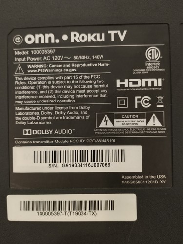 Onn Roku TV 58 100005397 led backlight - Picture 3 of 4