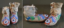 Rare 1890 Native American Nez Perce Beaded High Top Moccasins Smallest Beads