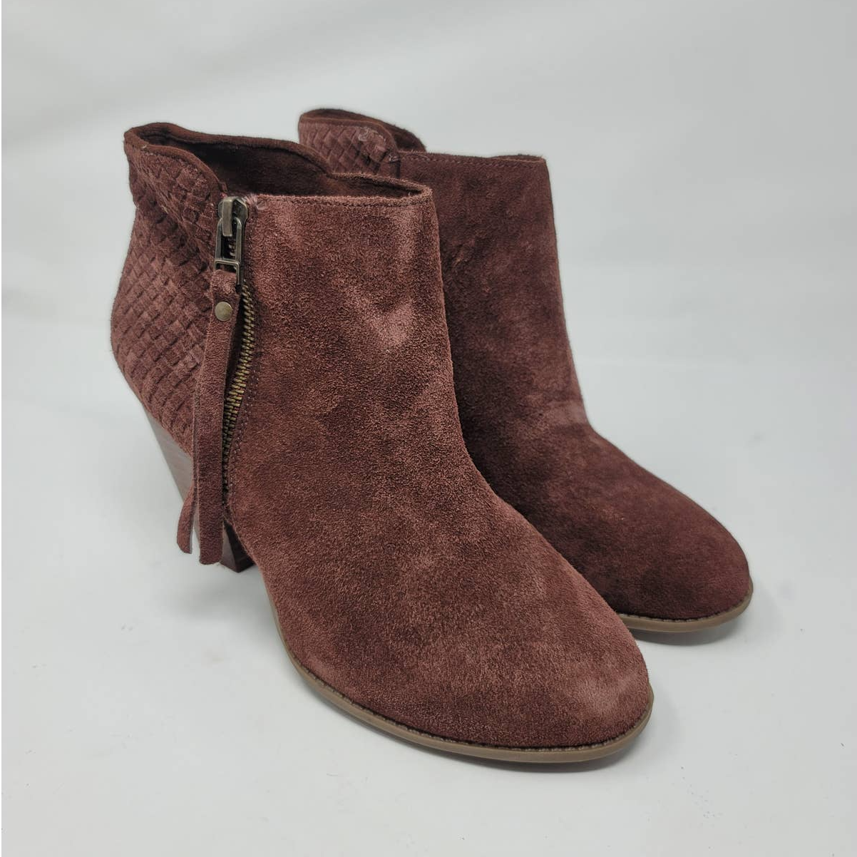 SAOLA Stivaletti Sole Society Zada misura 7 5 dettagli tessuto punta a punta camoscio marrone