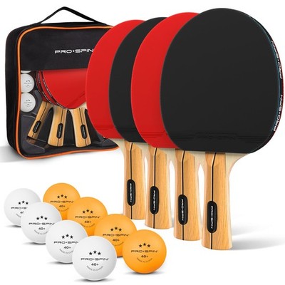 PRO-SPIN Tischtennisschläger - 4-Spieler Set, Set | Active Red 